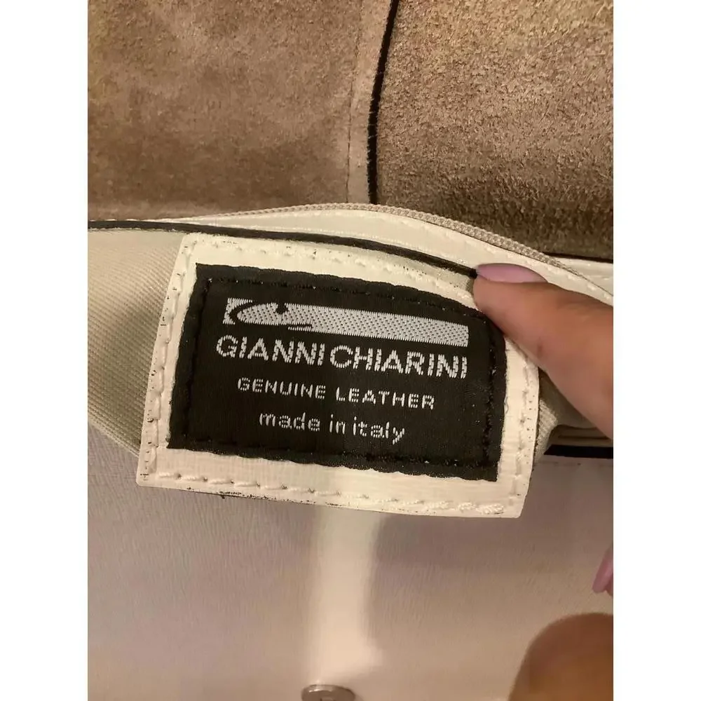 Gianni Chiarini Ivory Cream Leather Shoulder Bag Purse Pocketbook Clutch Texture